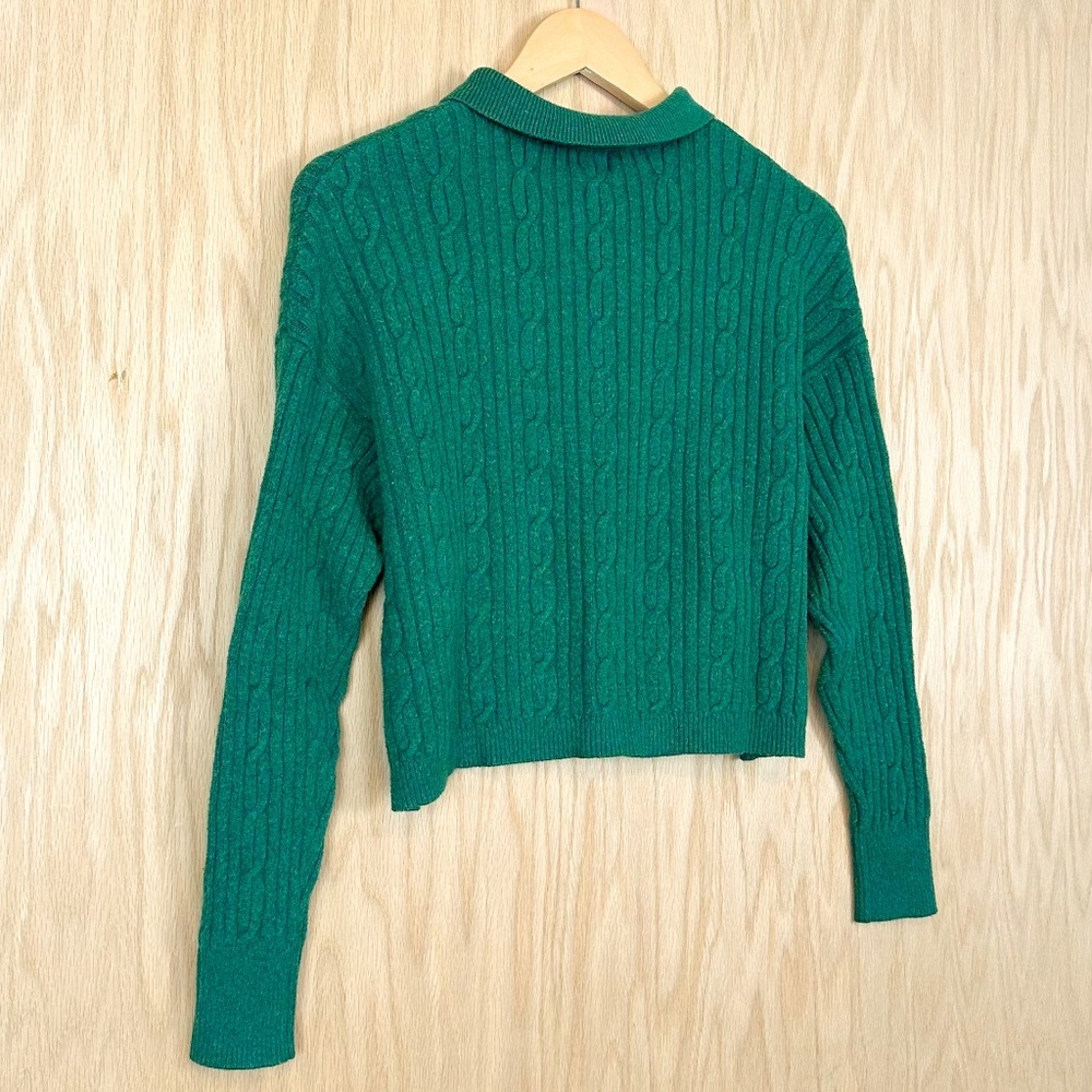 A New Day Green Cable Knit Cardigan Size L - Picture 4 of 6